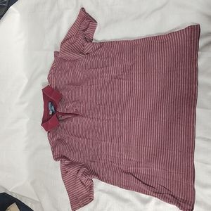 Jos A. Bank Red Striped Polo Leadbetter Gold Casual Office Size Large